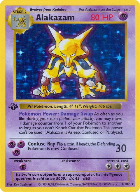 Alakazam (001/102) (Unlimited Holofoil) [Base Set (Shadowless)]