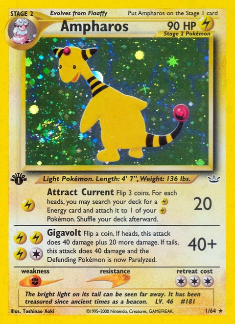 Ampharos (01/64) (1st Edition Holofoil) [Neo Revelation]