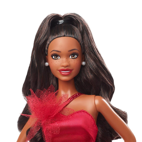 2022 Holiday Barbie. Dark-Brown Hair