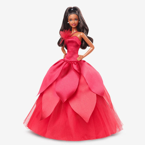 2022 Holiday Barbie. Dark-Brown Hair